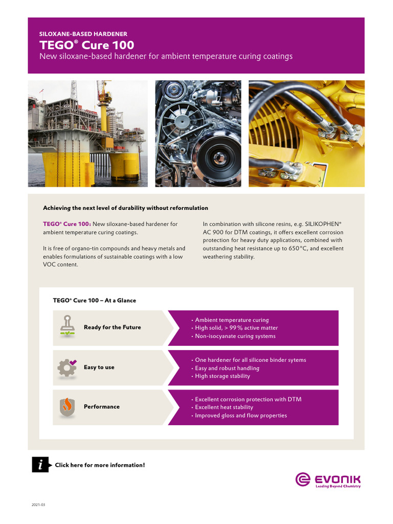 Fact Sheet TEGO Cure 100 en Asset 700030 | PDF | Silicone | Coating