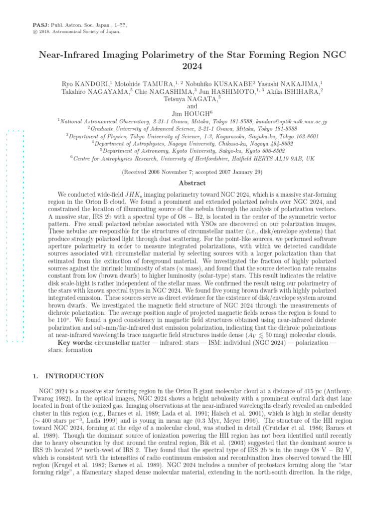 Near-Infrared Imaging Polarimetry of The Star Forming Region NGC | PDF ...