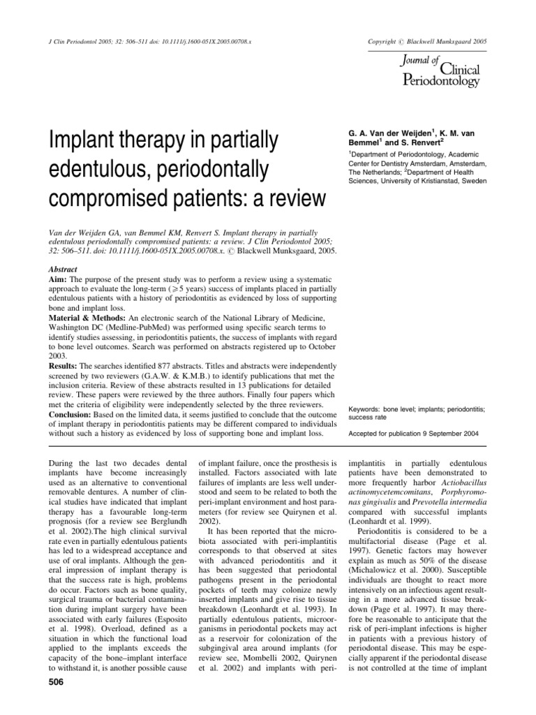 Implant Therapy in Partially | PDF | Dental Implant | Periodontology
