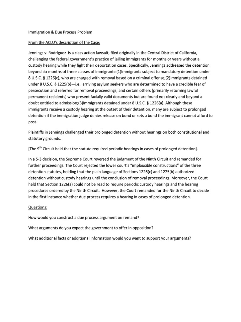 Immigration & Due Process Exercise | PDF