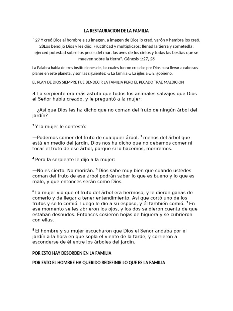 LA RESTAURACION DE LA FAMILIA - IMPACTO FAMILIAR | PDF | Arca de la ...