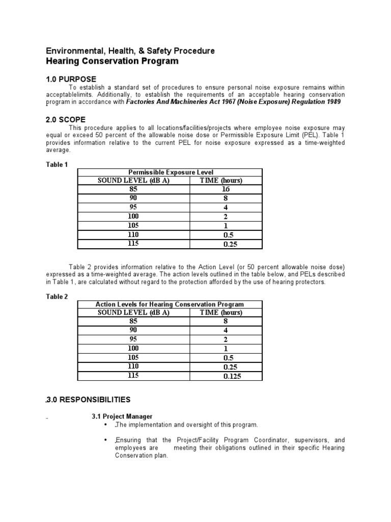 Hearing Conservation Program PDF Noise Wellness