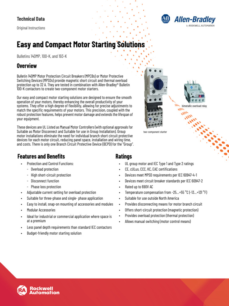 Easy and Compact Motor Starting Solutions: Technical Data | PDF | Relay ...