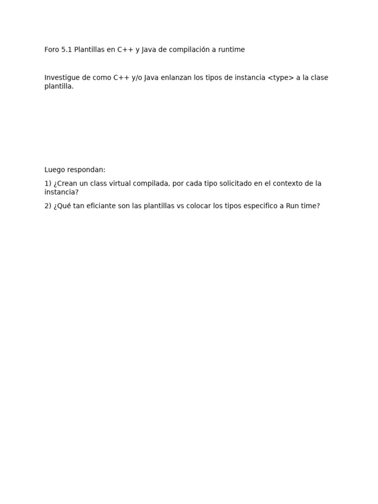 Foro 5.1 Plantillas en C++ y Java de Compilación A Runtime | PDF