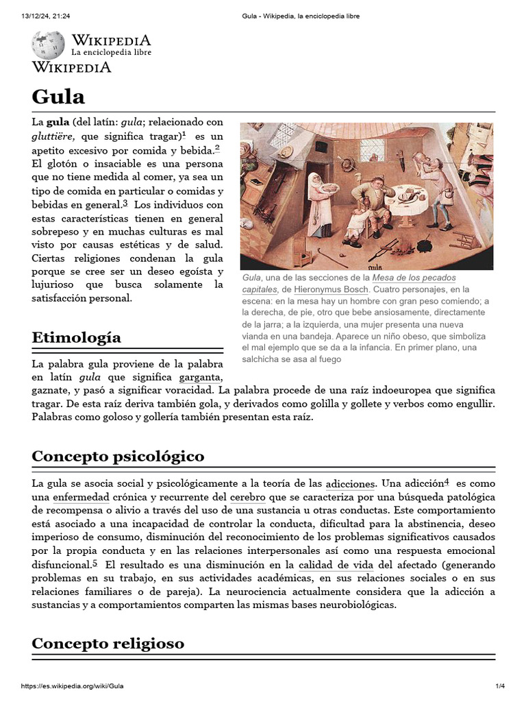 Definición y significado de la gula | PDF | Hamartiología Cristiana