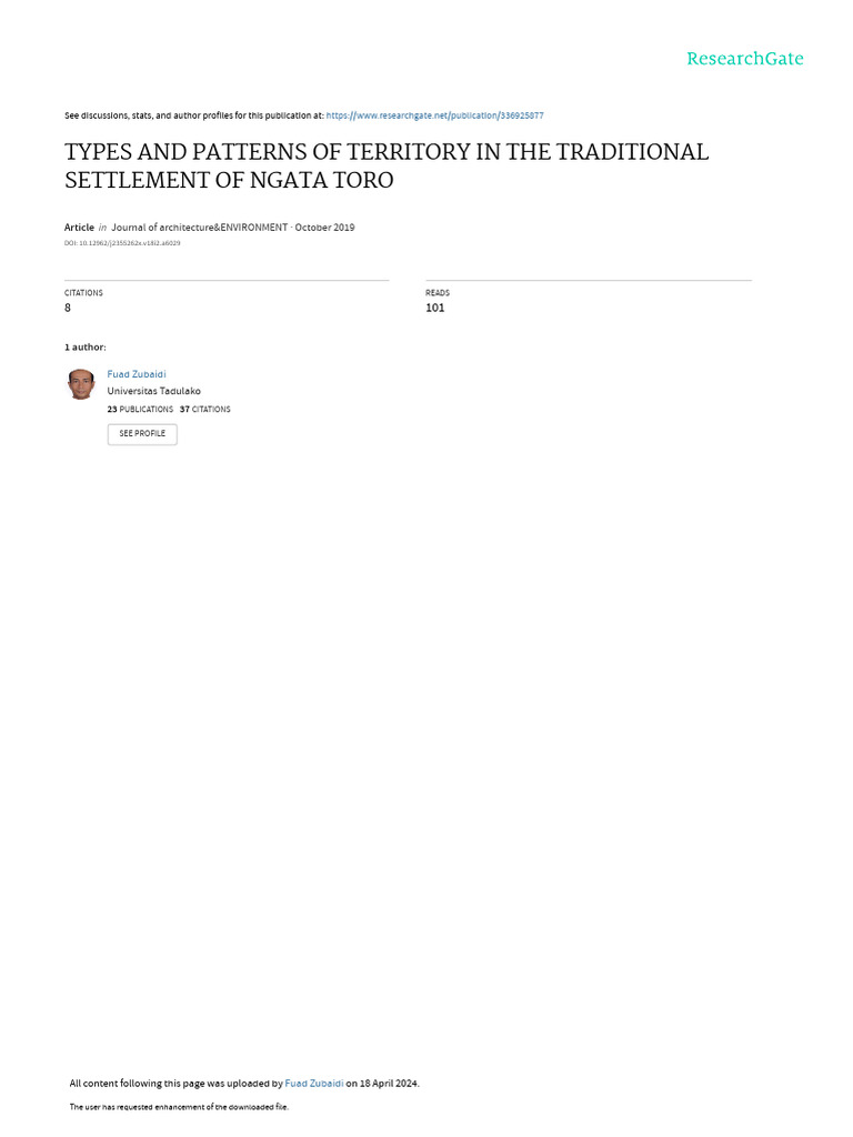 Territory Patterns in Ngata Toro Settlement | PDF | Community | Behavior