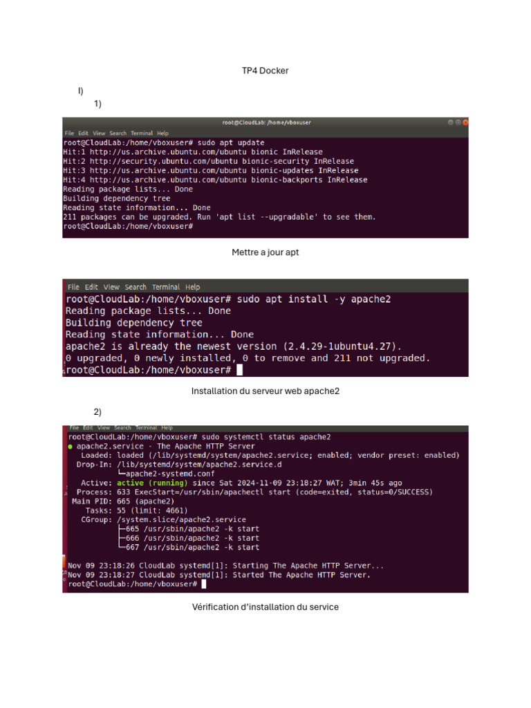 Guide d'installation et gestion d'Apache2 avec Docker | PDF | Serveur ...