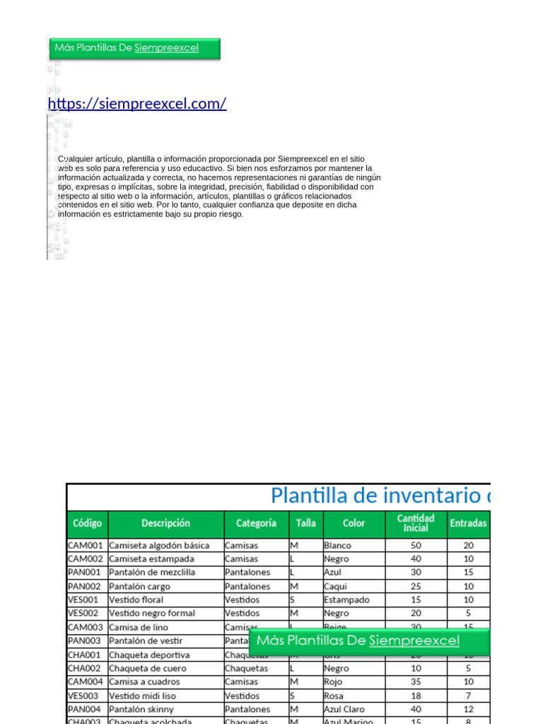 Plantilla de Inventario de Ropa en Excel | PDF | Moda | Ropa