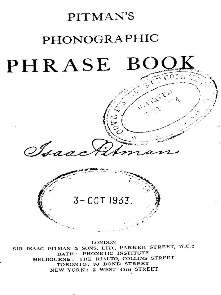 ACL-CPL 02109 Pitman's Phonographic Phrase Book | PDF