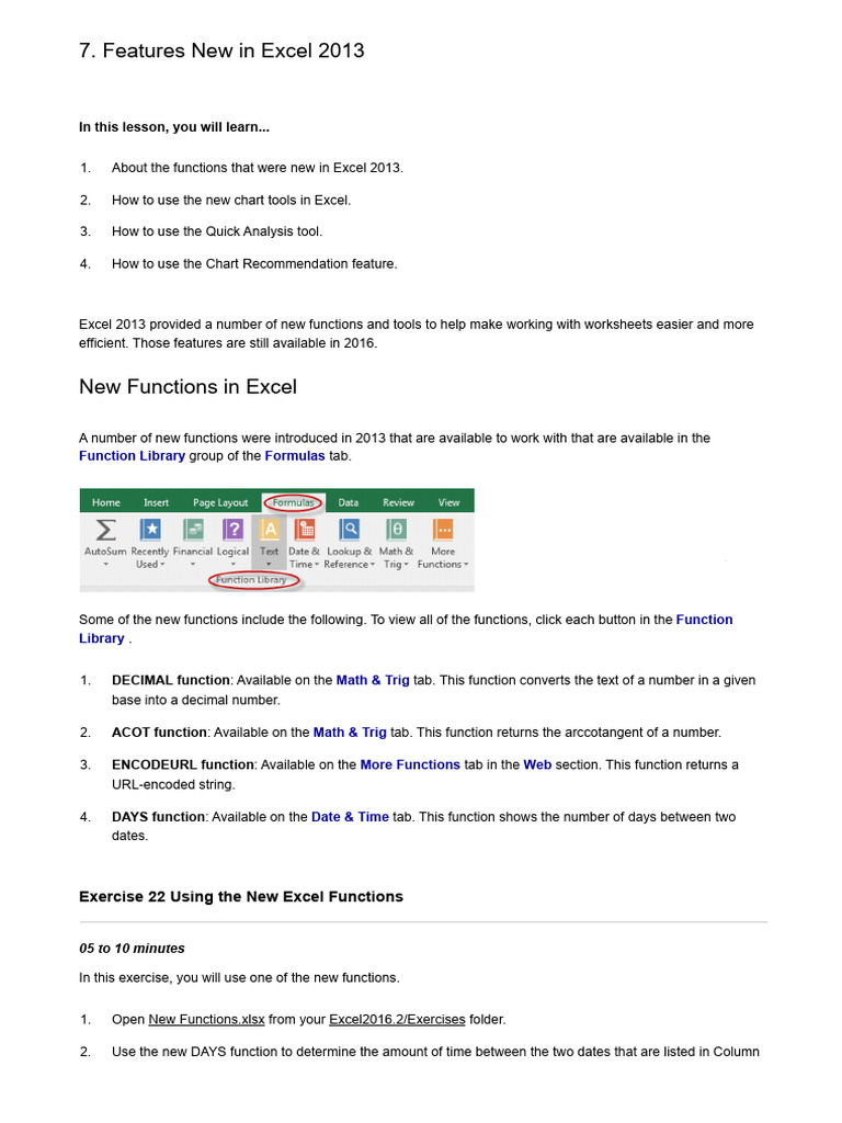 New Features in Excel 2013 | PDF | Microsoft Excel | Software