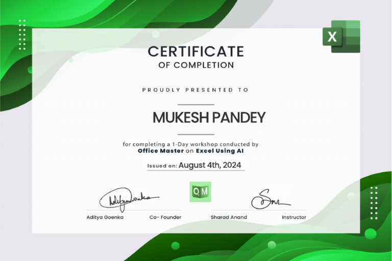 Certificate 1 Day Excel | PDF