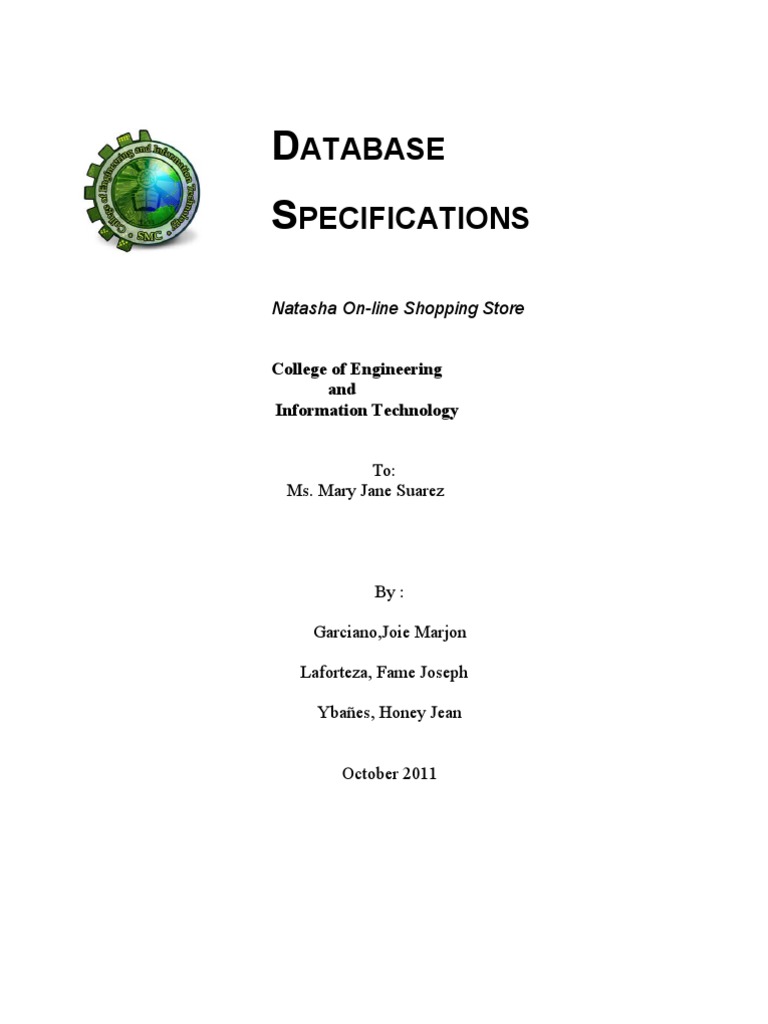 Online Shopping Database Specifications | PDF | Online Shopping | Databases