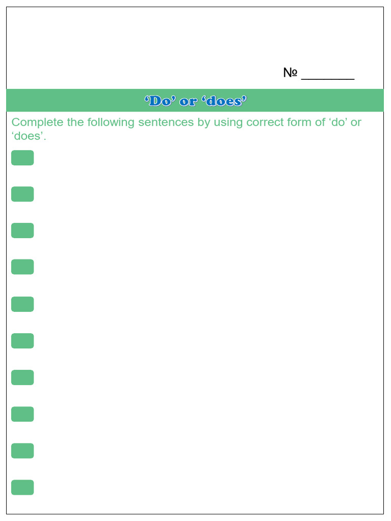 Do vs. Does: Grammar Practice Exercises | PDF