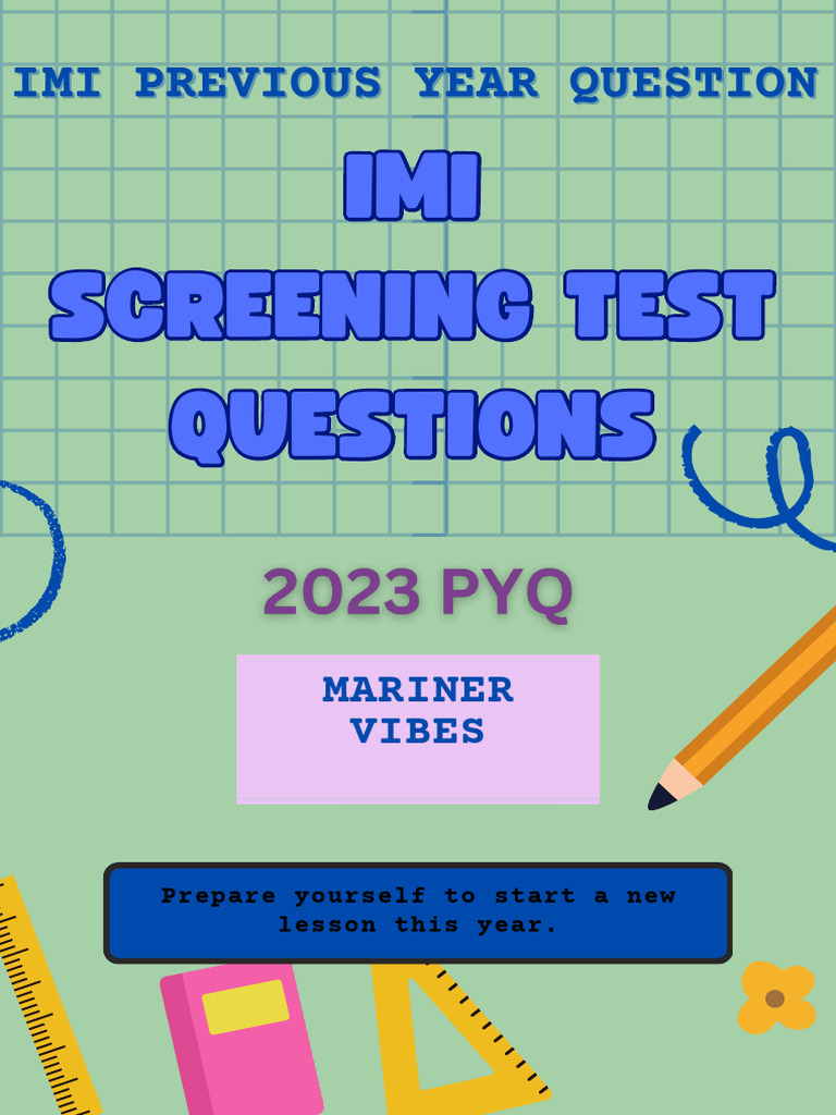 IMI Screening Test Questions Guide | PDF