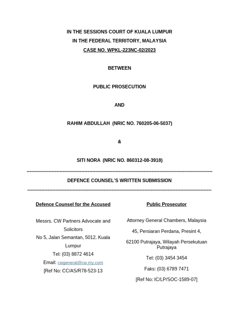 Defendant Written Submission (Bail) | PDF | Bail | Criminal Procedure ...