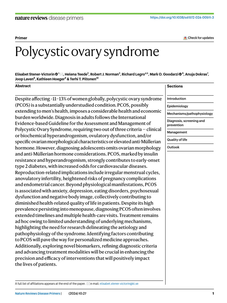s41572-024-00511-3 | PDF | Polycystic Ovary Syndrome | Luteinizing Hormone