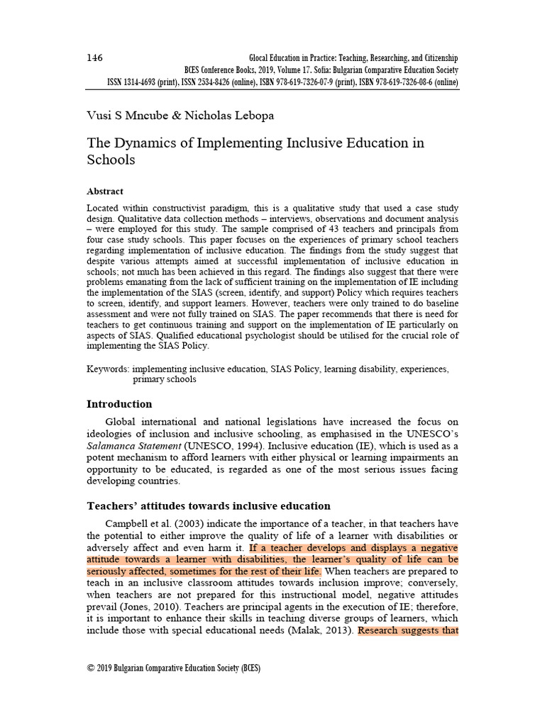 Challenges in Implementing Inclusive Education | PDF | Inclusion ...