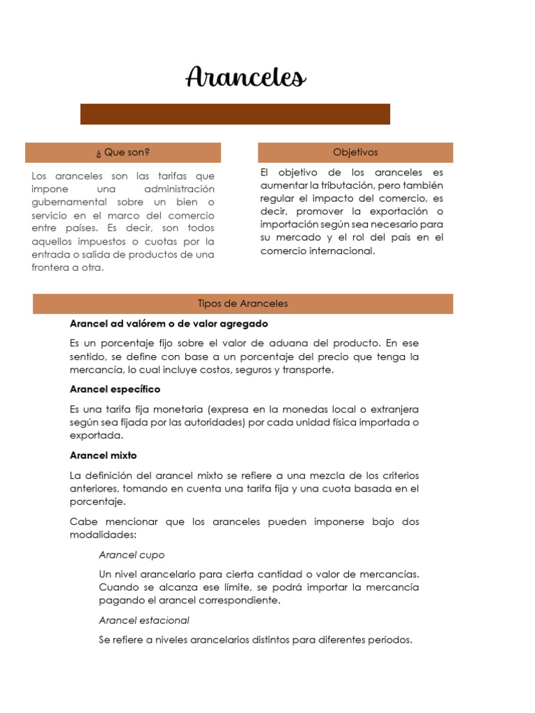 Tipos de Aranceles en México | PDF | Arancel | aduana