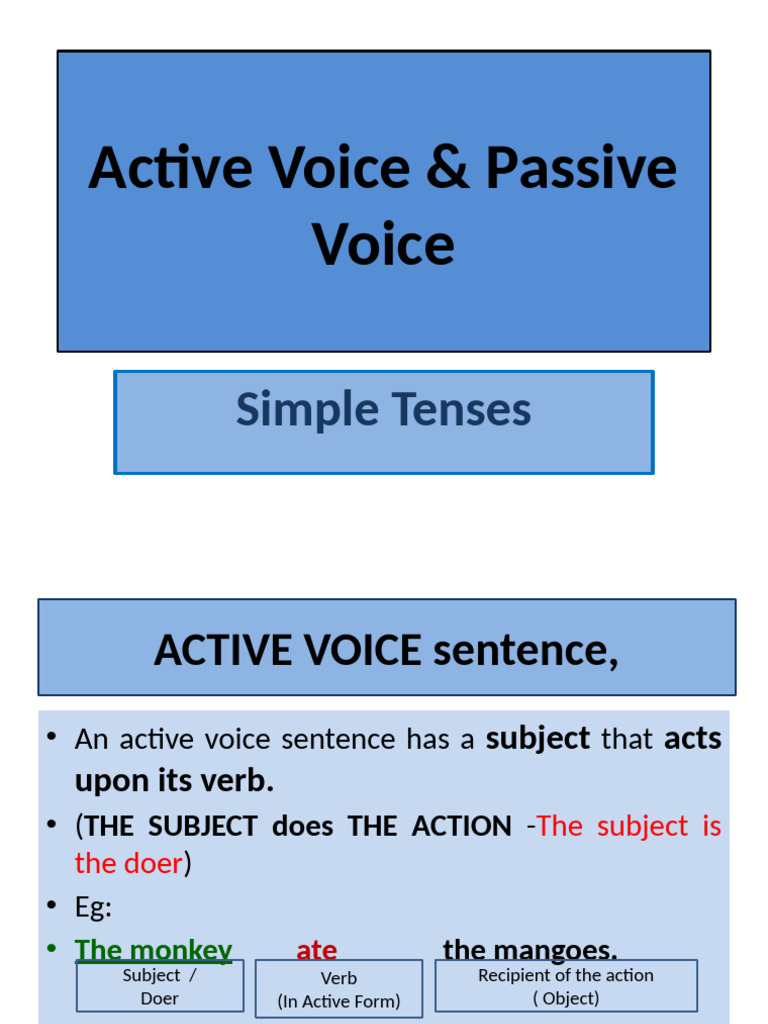 Passive Voice Tutorial Guide | PDF | Verb | Subject (Grammar)