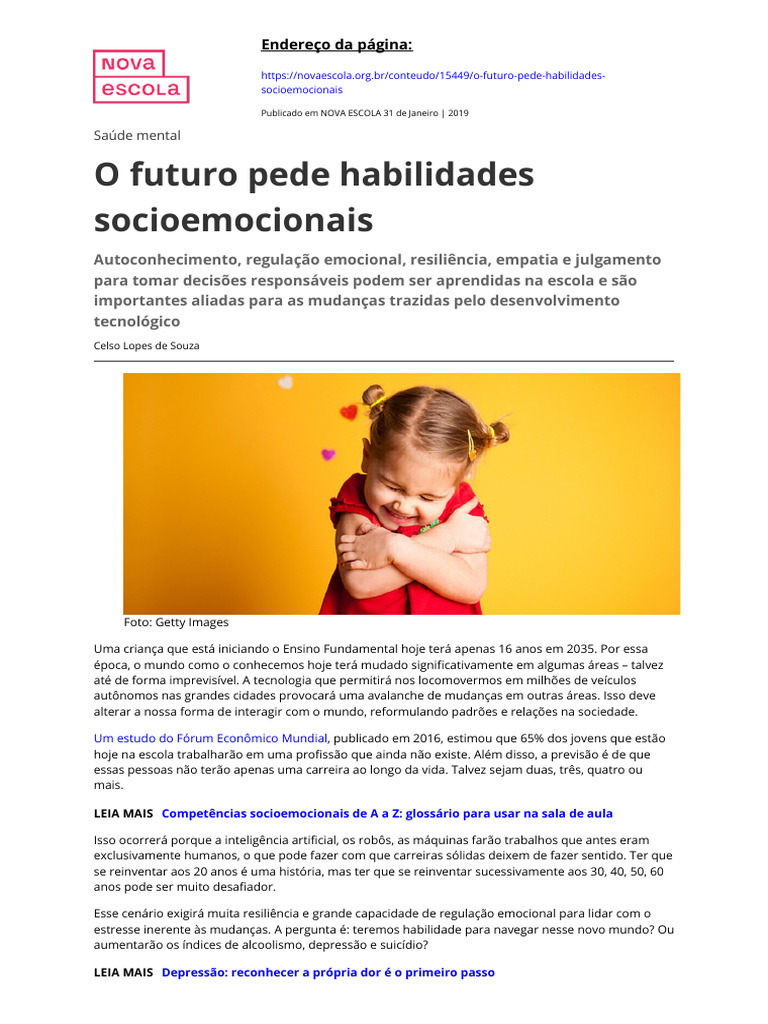 Habilidades Socioemocionais para o Futuro | PDF | Empatia | Adolescência