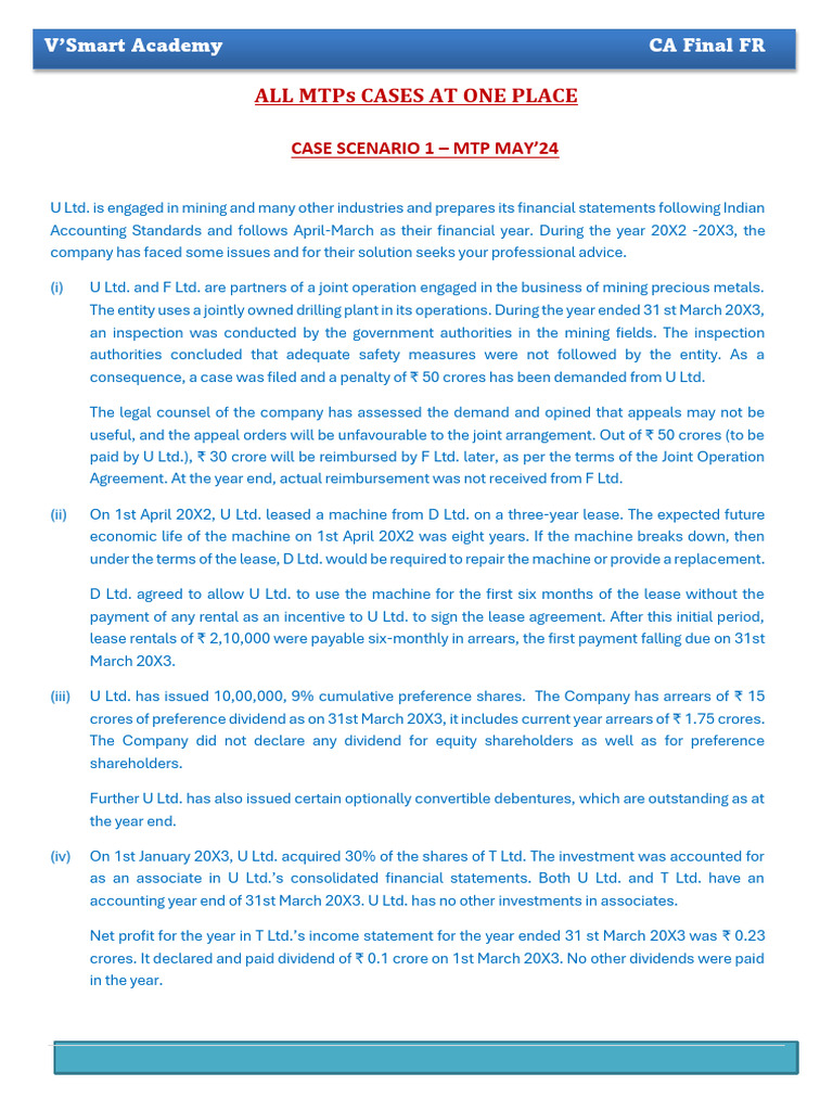 FR All RTPS, MTPS, Past Paper MCQs Case Scenarios | PDF | Equity ...