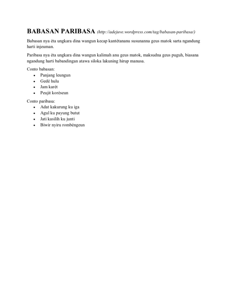 Babasan Paribasa