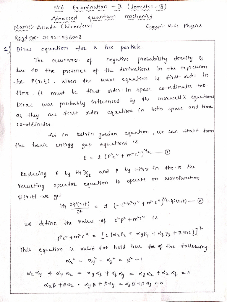Advanced Quantum Mechanics Mid 2@719211936003 | PDF
