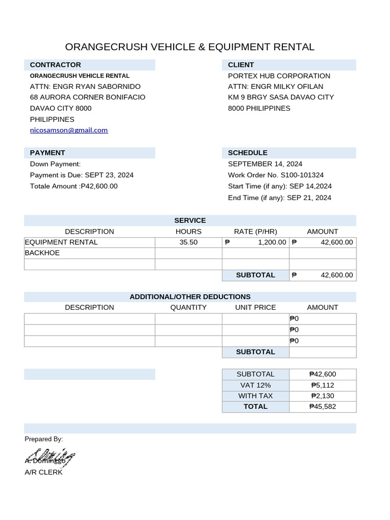 Portex Hub Corporation Rental Agreement | PDF