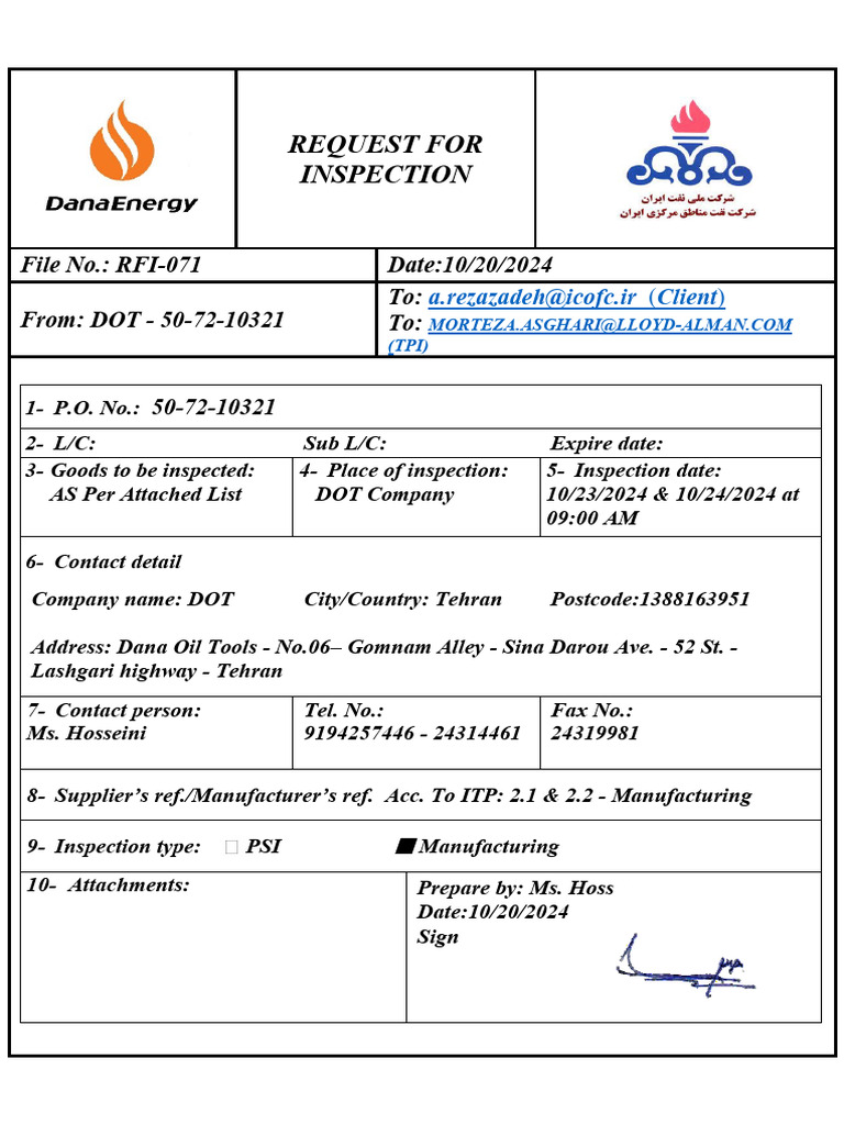 RFI-071 Manufacturing | PDF