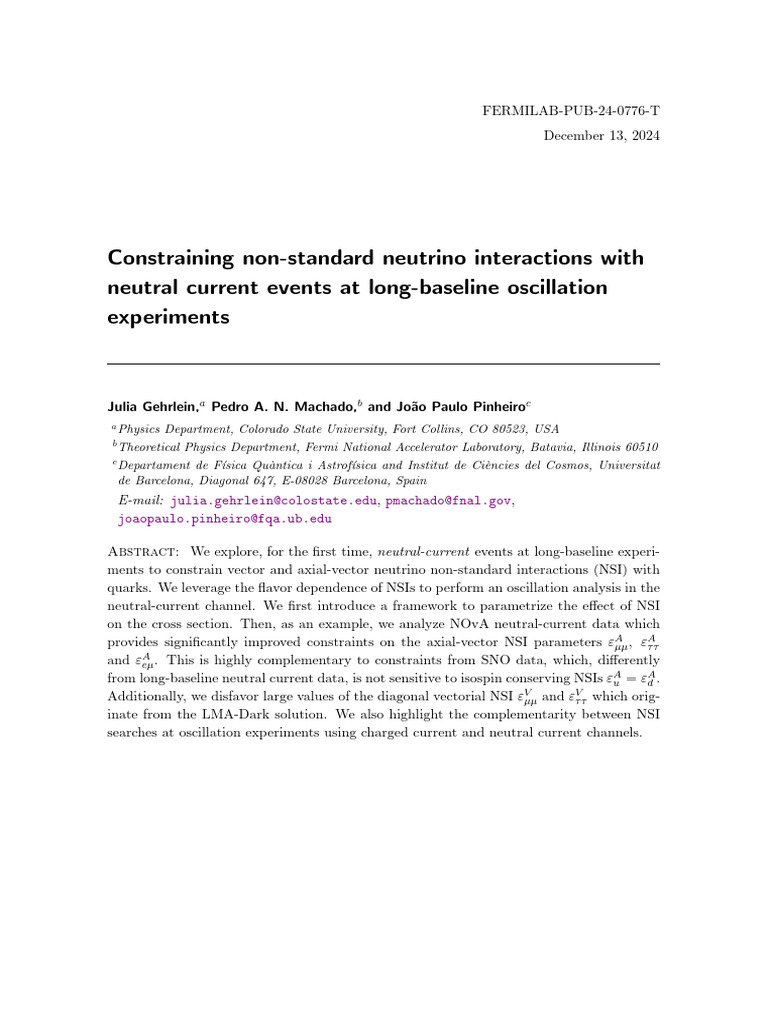 Constraining Non-Standard Neutrino Interactions With Neutral Current ...