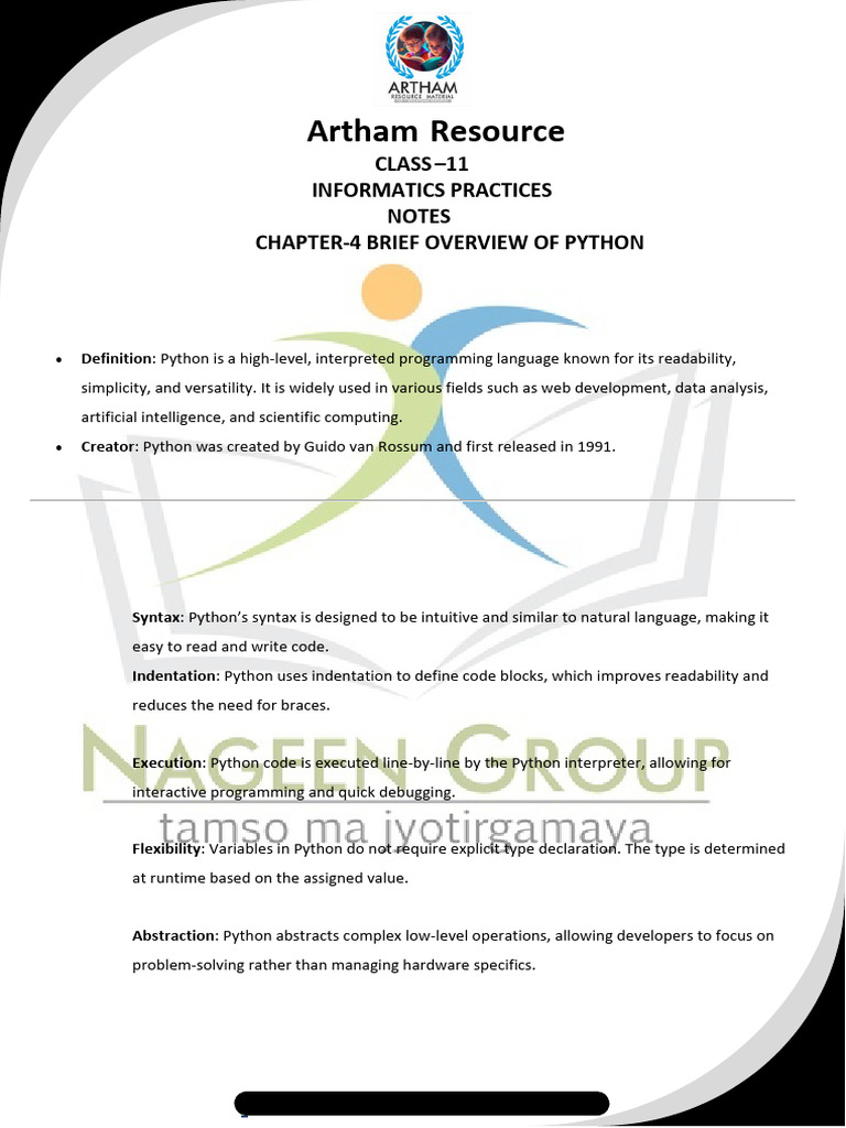Class 11 Notes Informatics Practices Chap 3 (2024-25) | PDF | Python ...