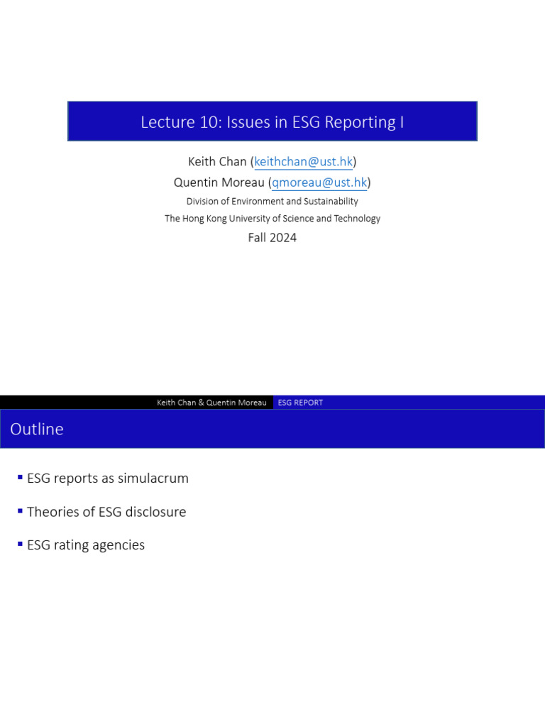 Lecture 10 issues in esg reporting i pdf information
