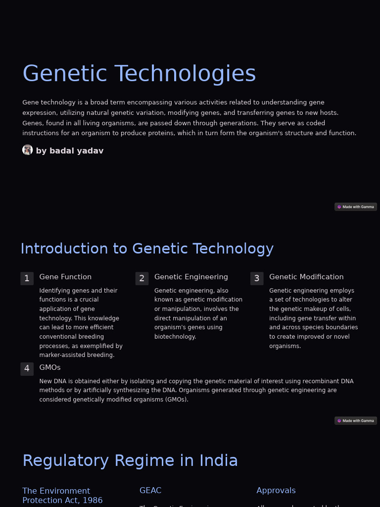 Overview of Genetic Technologies | PDF | Genetic Engineering ...