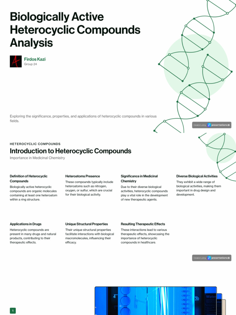 Biologically Active Heterocyclic Compounds Analysis | PDF