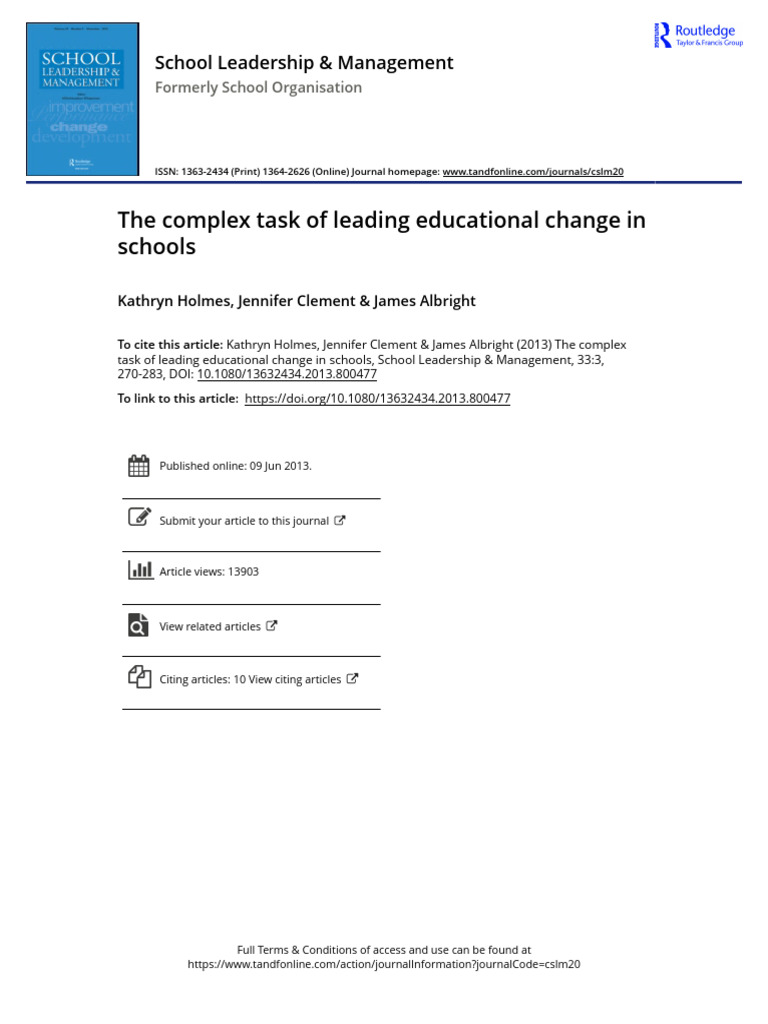 Leading Educational Change in Schools | PDF | Teachers | Schools