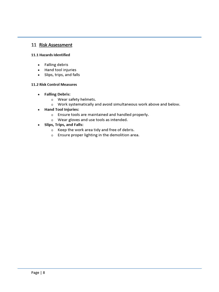 Demolition Work Risk Assessment | PDF | Personal Protective Equipment ...