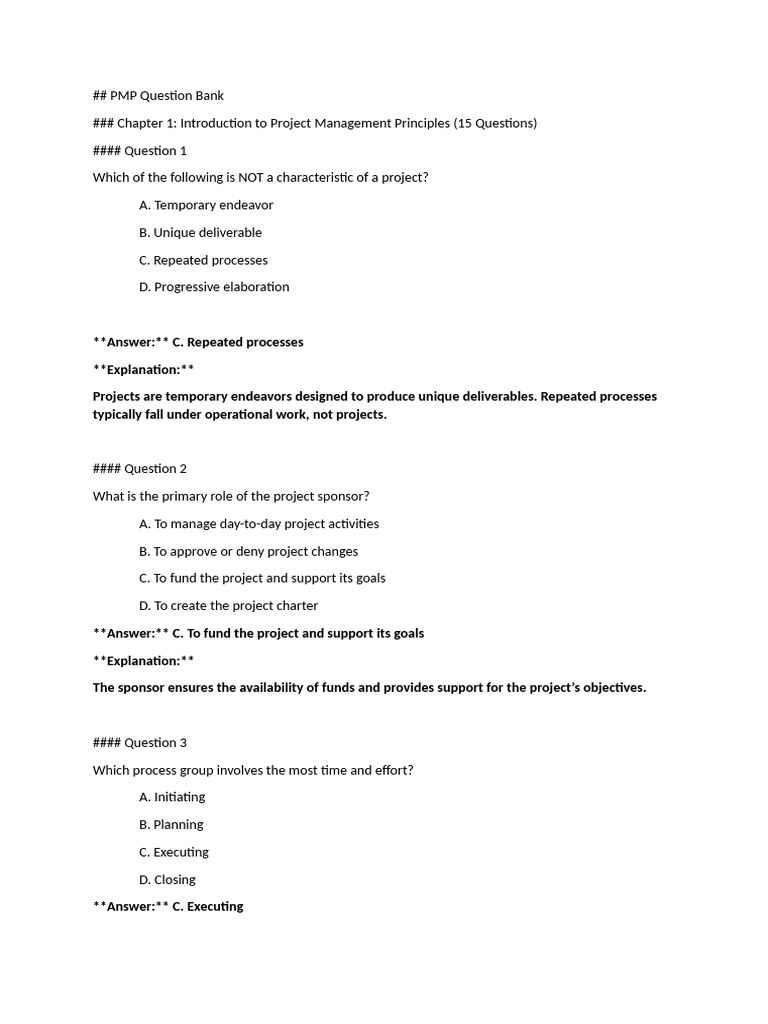 Normal Questions On PMP Exam | PDF | Risk | Project Management