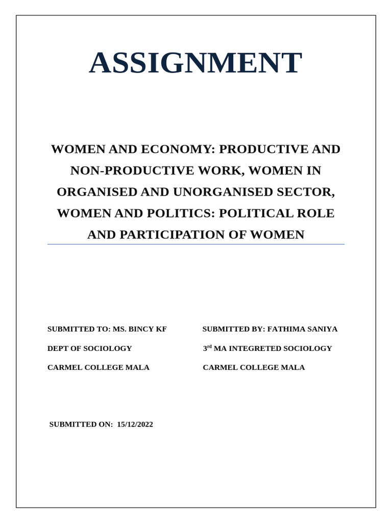Women in Economy: Work and Empowerment | PDF | Economic Growth | Labour ...