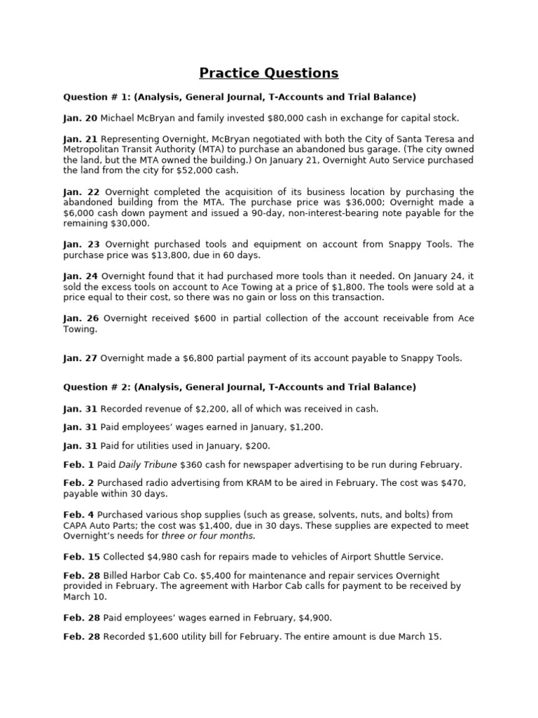 Practice Questions - General Journal | PDF | Prices | Stocks