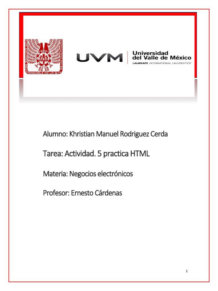 Práctica HTML en Negocios Electrónicos | PDF