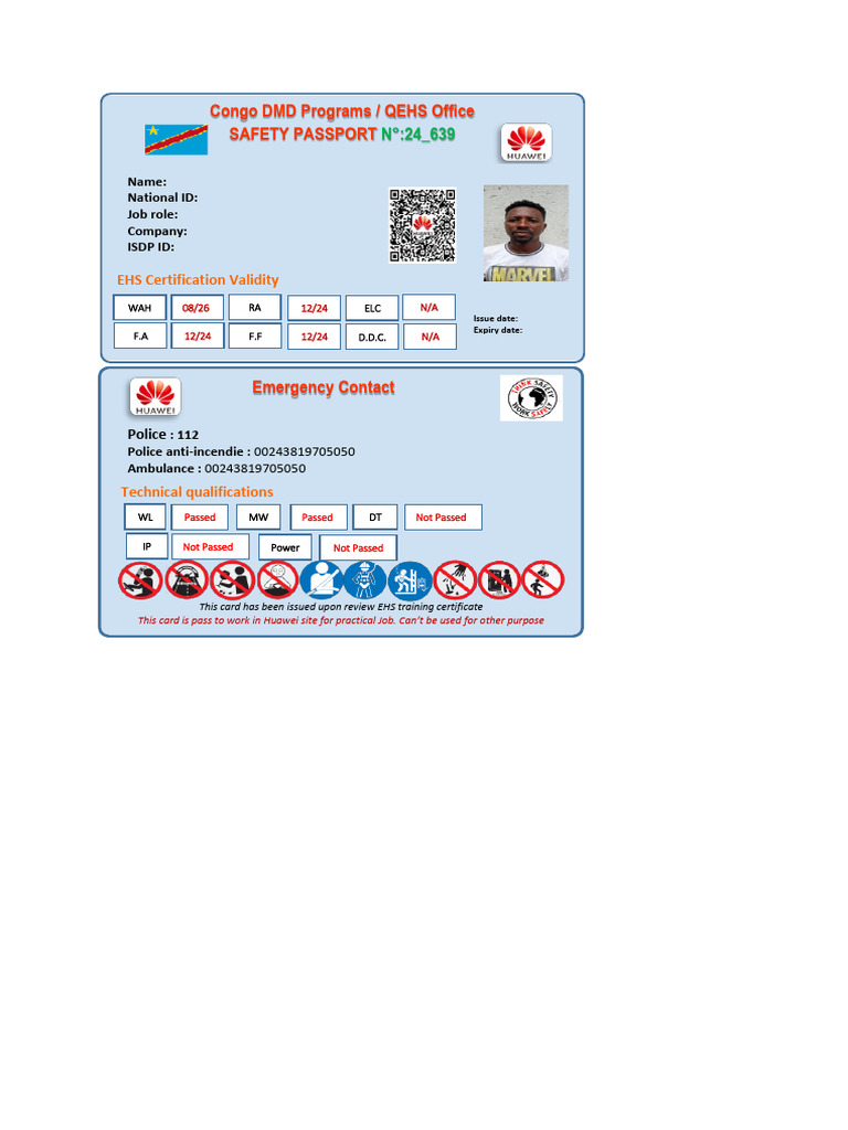 Congo DMD Safety Passport Details | PDF | Government And Personhood ...