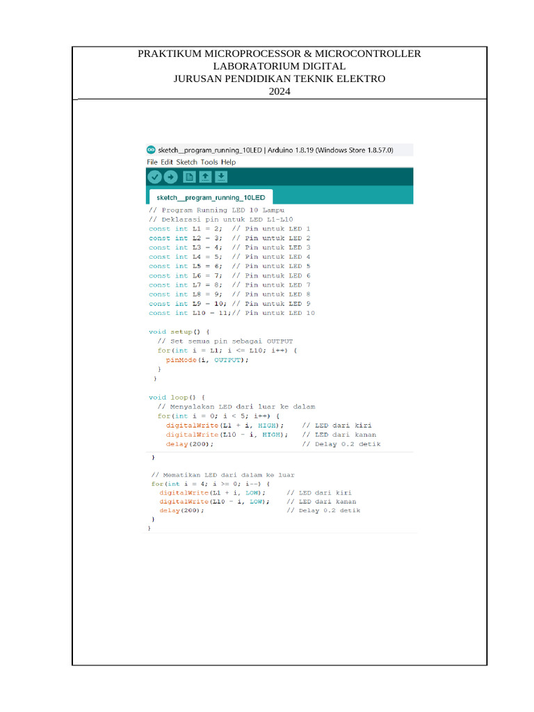 TUGAS - 2.1 Program Running 10 LED - NO.2 | PDF