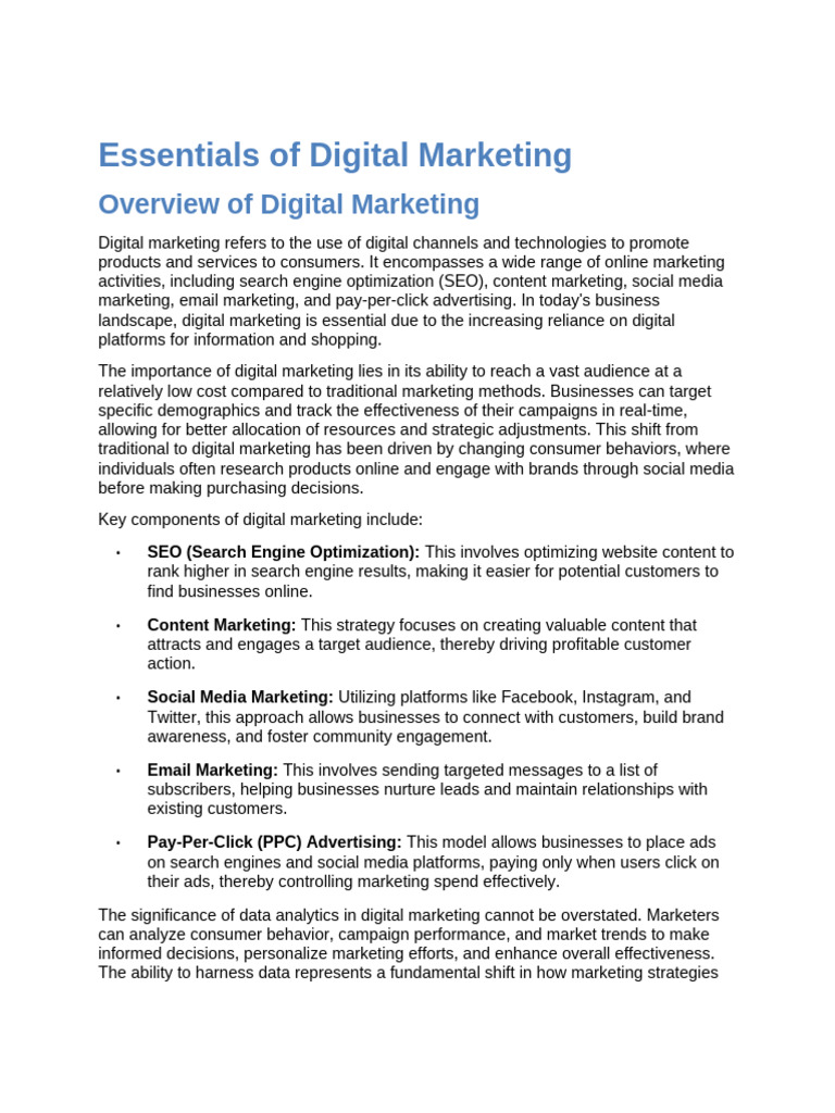 Digital Marketing Essentials Guide | PDF | Digital Marketing | Marketing