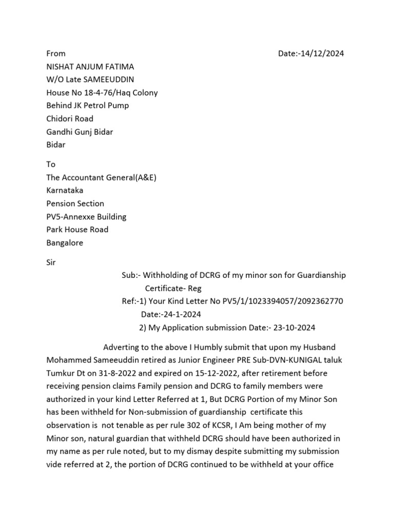 DCRG Withholding Request for Minor Son | PDF