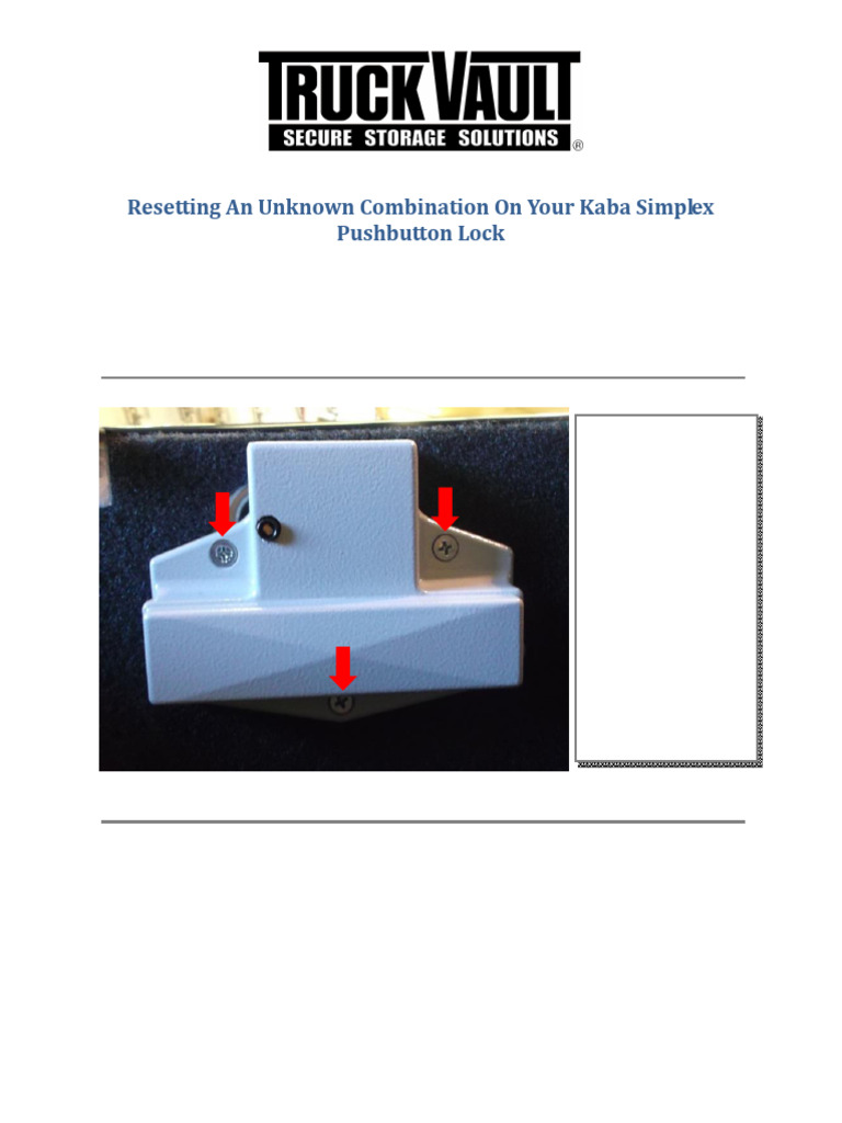 Resetting Kaba Simplex Lock Code | PDF | Screw
