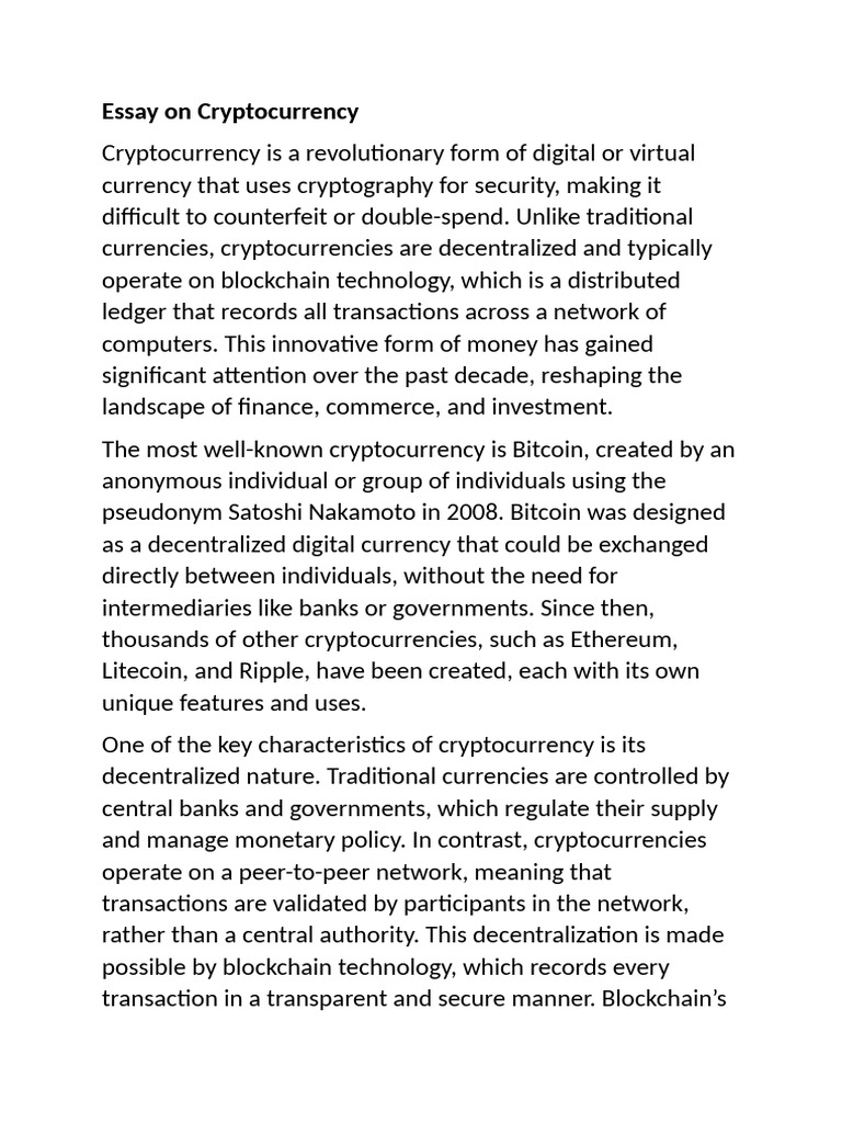 Cryptocurrency: Revolution & Challenges | PDF | Cryptocurrency | Bitcoin