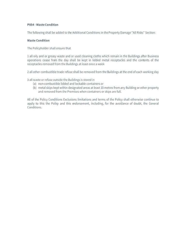 P054 - Waste Condition | PDF