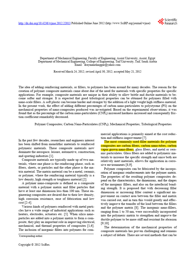 Enhancement in Mechanical Properties of Polystyren | PDF | Composite ...