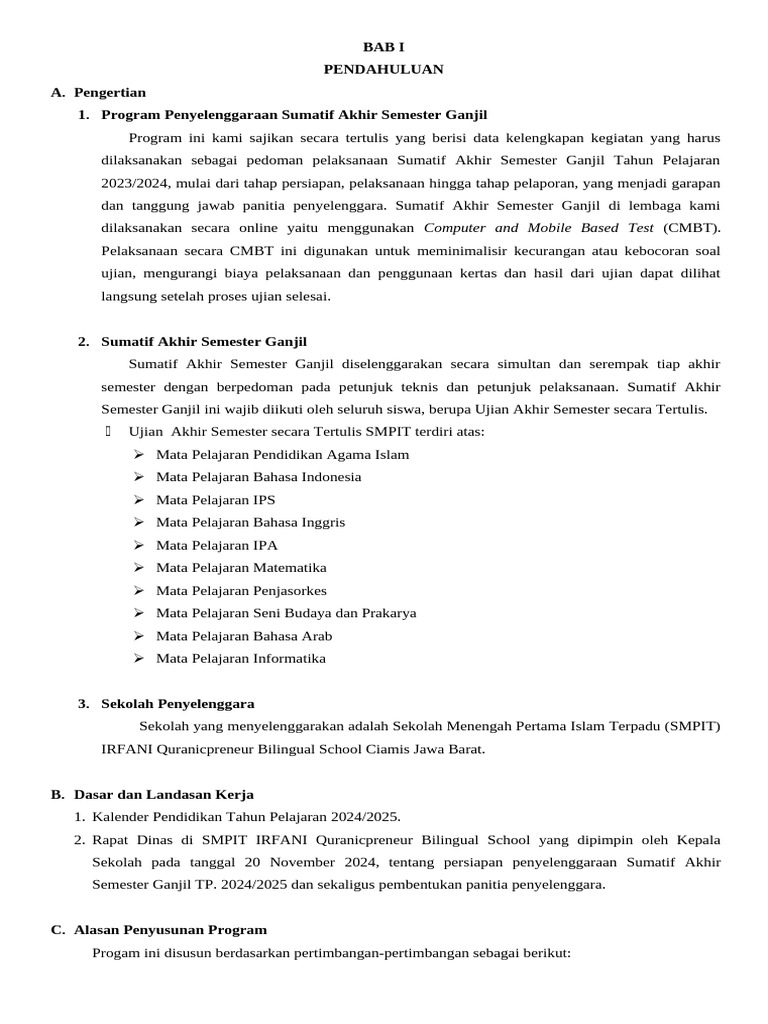 Program Sas SMP Dinas - 2024 | PDF