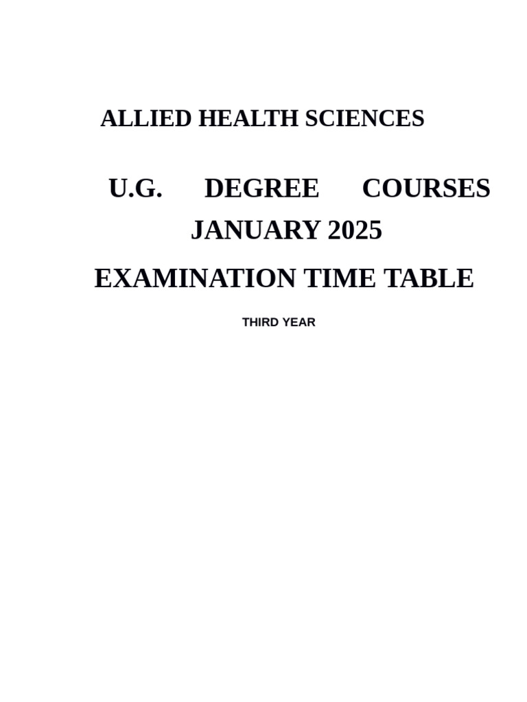 Allied Health Sciences Exam Timetable 2025 | PDF | Medical Imaging ...